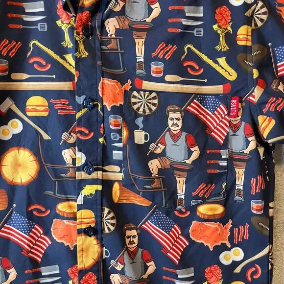 RSVLTS Breakfast Balls Men's Ron Swanson's Shirt of Greatness XS Parks and Rec - Picture 4 of 6